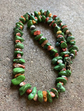 Load image into Gallery viewer, Sterling Silver Green Turquoise Spiny Oyster Bead Necklace. 20 inch