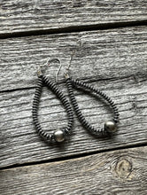 Load image into Gallery viewer, Sterling Silver Flat Pearls Bead Hoop Earrings. 2.5 Inch
