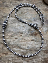 Load image into Gallery viewer, Sterling Silver Graduated Pearls Bead Necklace. 30 Inch