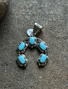 Navajo Sterling Silver Turquoise Naja Pendant. RB