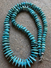 Load image into Gallery viewer, Long Sterling Silver Blue Turquoise Bead Necklace. 30 inch