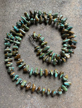 Load image into Gallery viewer, Sterling Silver Green Turquoise Nuggets with Navajo Pearls Bead Necklace 43 inch