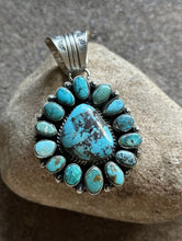 Load image into Gallery viewer, Native American Sterling Silver Turquoise Cluster Pendant. KY