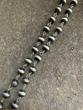 Load image into Gallery viewer, Sterling Silver 8mm Navajo Pearls Rosary Bead Necklace. 28 Inch.