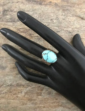 Load image into Gallery viewer, Vintage Old Pawn Sterling Silver Turquoise Ring. Size 7.5