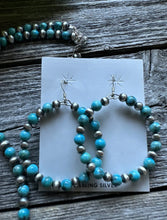 Load image into Gallery viewer, Sterling Silver Blue Turquoise Bead Necklace W Earrings Set. Gift 18 Inch