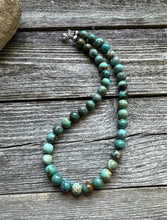 Load image into Gallery viewer, Sterling silver turquoise bead necklace 16 inch