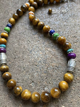 Load image into Gallery viewer, Sterling Silver Tiger’s Eye Multi Stone Bead Necklace. 18 inch. Gift