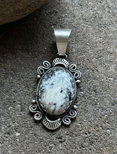 Load image into Gallery viewer, Navajo Sterling Silver White Buffalo Turquoise Pendant. D Stungston