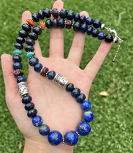 Load image into Gallery viewer, Sterling Silver Lapis Multi Stone Bead Necklace. 22 inch