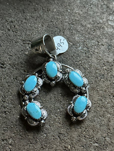 Navajo Sterling Silver Turquoise Naja Pendant. RB