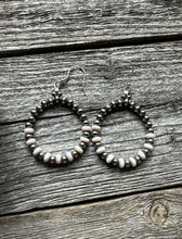 Load image into Gallery viewer, Sterling Silver Pink Conch W Pearls Bead Hoop Earrings. 2.5 Inch.