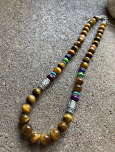 Load image into Gallery viewer, Sterling Silver Tiger’s Eye Multi Stone Bead Necklace. 18 inch. Gift