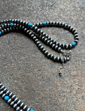 Load image into Gallery viewer, 60” Sterling Silver Sleeping Beauty Turquoise 6mm Pearls Bead Necklace