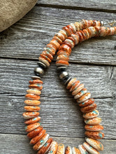 Load image into Gallery viewer, Sterling silver orange spiny oyster bead necklace 18 Inch