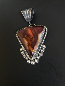 Native American Sterling Silver Orange Spiny Oyster Pendant. MM