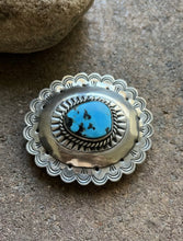 Load image into Gallery viewer, Native American Sterling Silver Turquoise Belt Buckle. CY