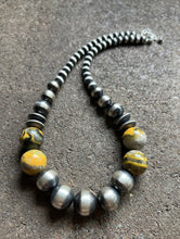 Load image into Gallery viewer, Sterling Silver Bumblebee Jasper W Pearls Bead Necklace. 18 inch