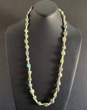Load image into Gallery viewer, Sterling Silver Green Turquoise Nuggets with Heishi Bead Necklace. 36 inch
