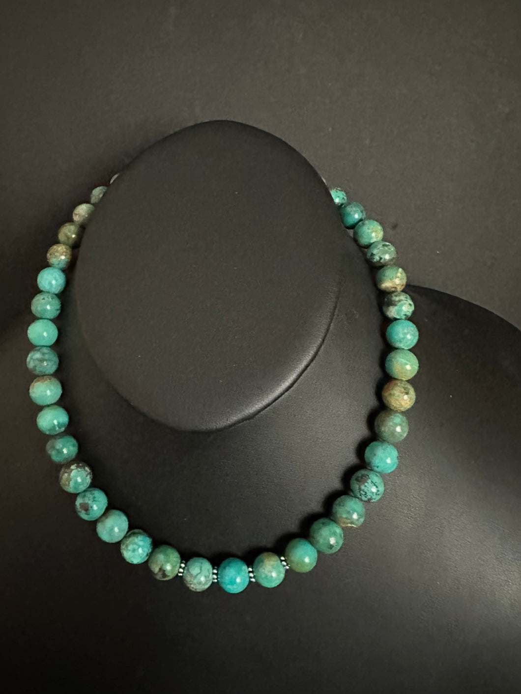 Sterling silver turquoise bead necklace 18 inch