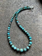 Load image into Gallery viewer, Sterling Silver Round Turquoise Bead Necklace 18 inch