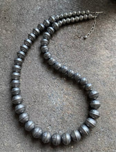 Load image into Gallery viewer, Sterling Silver Graduated Stamped Seam Navajo Pearls Bead Necklace 23 Inch