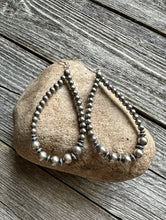 Load image into Gallery viewer, Sterling Silver Pearls Bead Hoop Earrings. 3 Inch