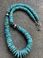 Load image into Gallery viewer, Sterling Silver Graduated Turquoise Bead Necklace. 18 inch