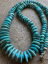Load image into Gallery viewer, Long Sterling Silver Blue Turquoise Bead Necklace. 30 inch