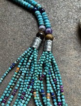 Load image into Gallery viewer, Sterling Silver Multi Strand Multi Stone Turquoise Bead Necklace. 30 inch