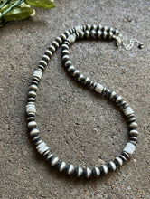 Load image into Gallery viewer, Sterling Silver White Bead W Pearls Necklace. 18 inch