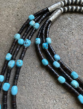 Load image into Gallery viewer, Sterling Silver Layered Multi Strand Turquoise Nuggets Bead Necklace 27 Inch.