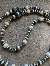Load image into Gallery viewer, Sterling Silver Freshwater Pearls W Navajo Pearls Bead Necklace 43 Inch