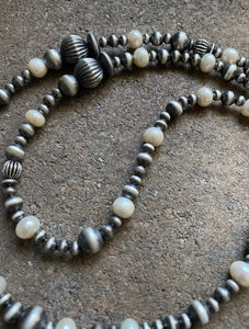 Sterling Silver Freshwater Pearls W Navajo Pearls Bead Necklace 43 Inch