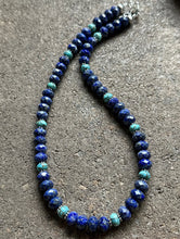 Load image into Gallery viewer, Sterling Silver Lapis Turquoise Bead Necklace. 19 inch