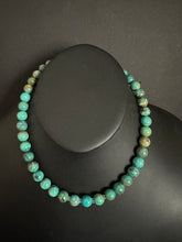 Load image into Gallery viewer, Sterling silver turquoise bead necklace 18 inch