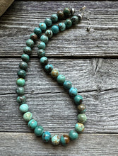 Load image into Gallery viewer, Sterling silver turquoise bead necklace 16 inch