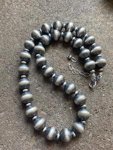 Sterling Silver 12mm 18 Inch Navajo Pearls Bead Necklace.