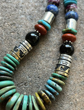 Load image into Gallery viewer, Tommy &amp; Rosita Singer T R Sterling Silver Blue Green Turquoise Bead Necklace 19”
