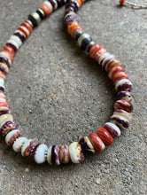 Load image into Gallery viewer, Sterling Silver Orange Purple Spiny Oyster Bead Necklace. 19 inch