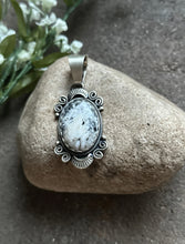 Load image into Gallery viewer, Navajo Sterling Silver White Buffalo Turquoise Pendant. D Stungston