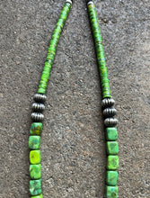 Load image into Gallery viewer, Sterling Silver Green Turquoise Bead Necklace. 18 inch