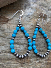 Load image into Gallery viewer, Sterling Silver Sleeping Beauty Turquoise W Navajo Pearls Earrings.