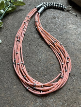 Load image into Gallery viewer, Sterling Silver Multi Strand Pink Coral W Pearls Bead Necklace 24 Inch