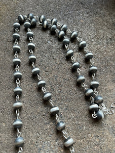 10mm 40 inch Sterling Silver Pearls Rosary Bead Necklace.