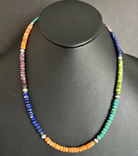 Load image into Gallery viewer, Sterling Silver Multi Stone W Pearls Bead Necklace. 22 Inch
