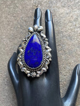 Load image into Gallery viewer, Native American Sterling Silver Lapis Adjustable Ring. CY