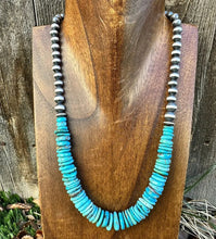 Load image into Gallery viewer, Sterling Silver Turquoise W Pearls Bead Necklace. 18 inch