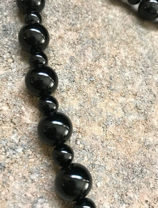 Sterling Silver Black Onyx Bead Necklace. 47 inch