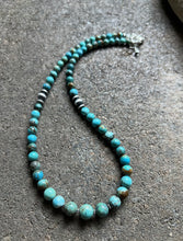 Load image into Gallery viewer, Sterling Silver Round Turquoise Bead Necklace 18 inch